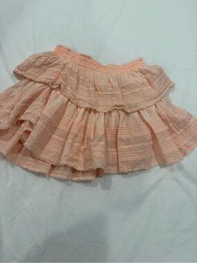 LoveShackFancy Peach Tiered Ruffle Mini Skirt